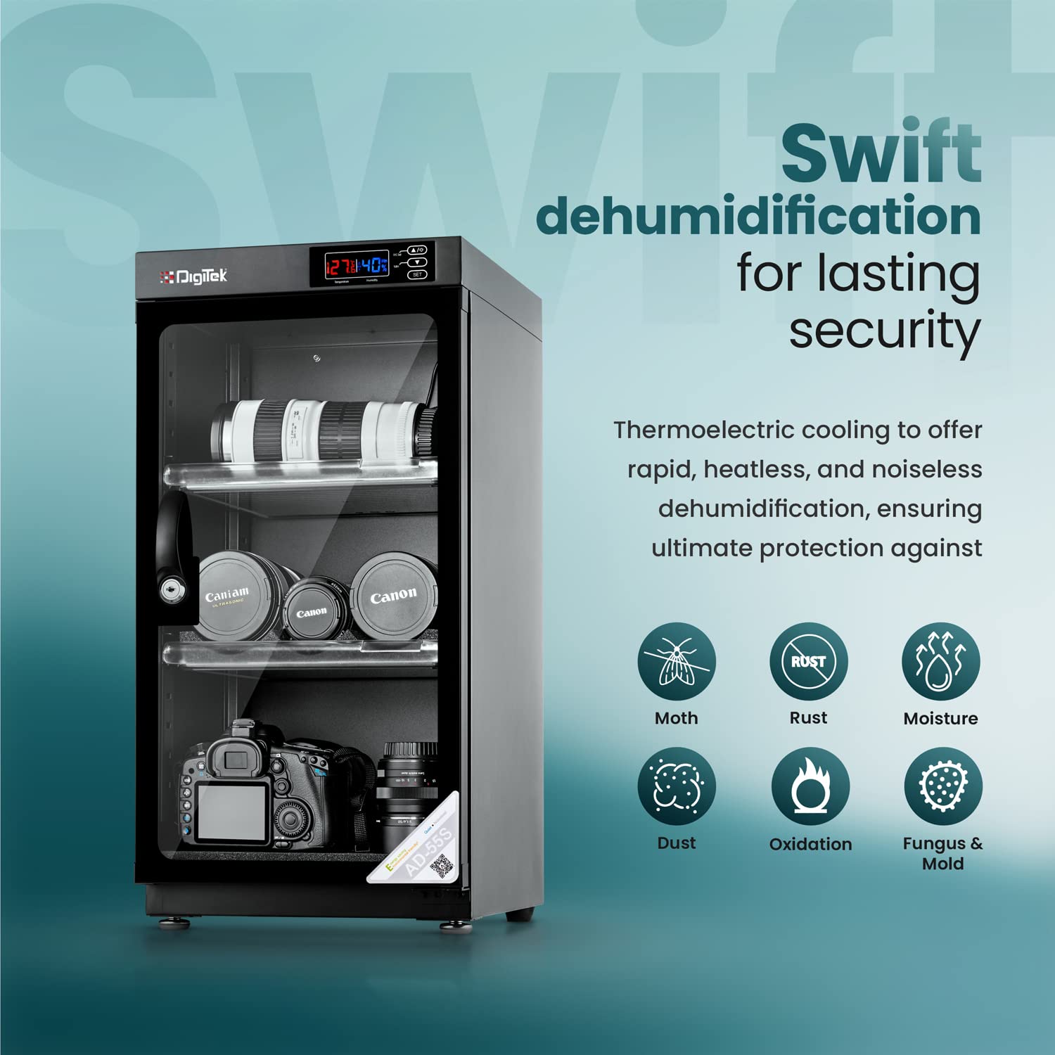 DigiTek ( AD-55S) 55 Liters Capacity Digital Display Dry Cabinet - Image 4