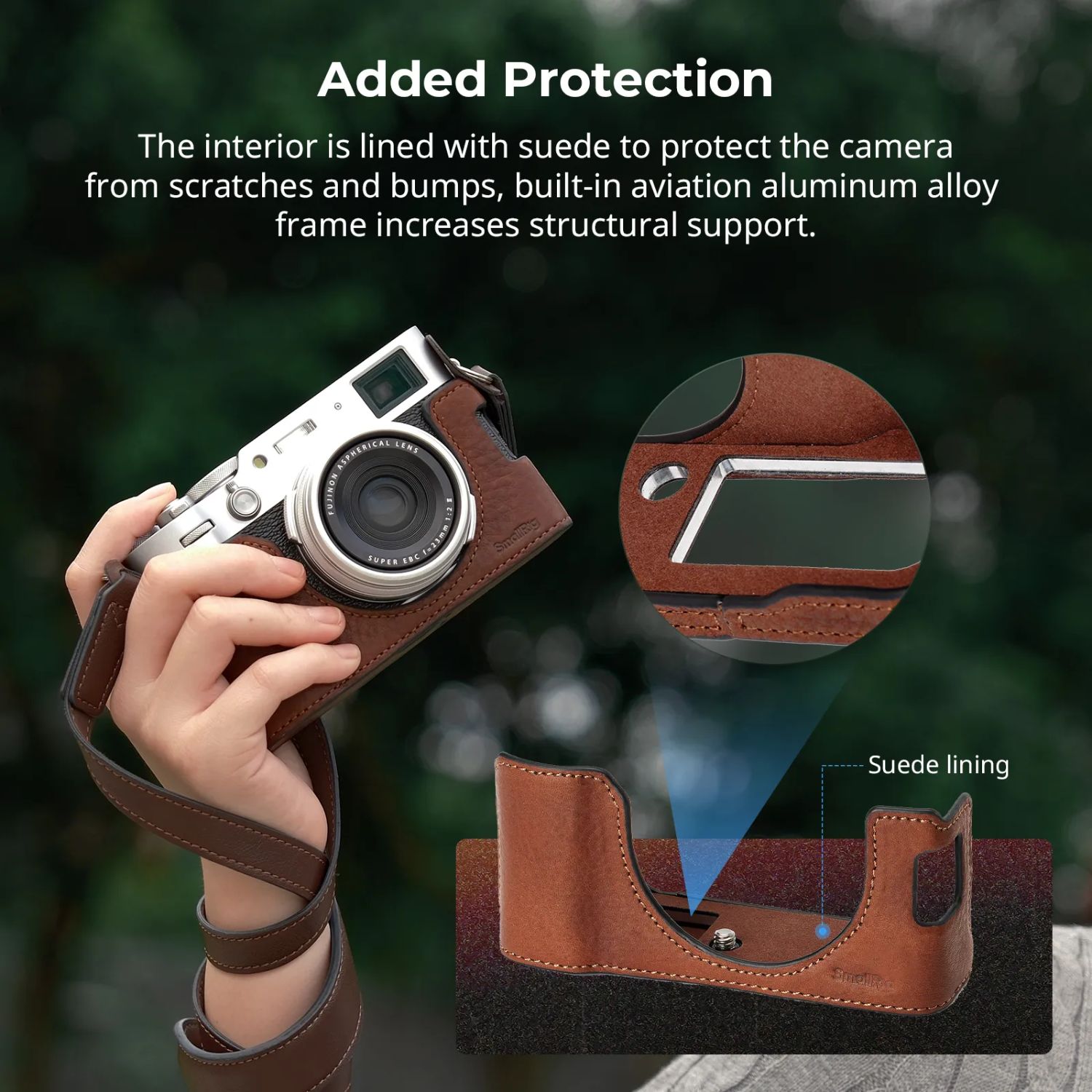 SmallRig 4699 Leather Half Case Kit for Fuji X100VI (Brown) - Image 4