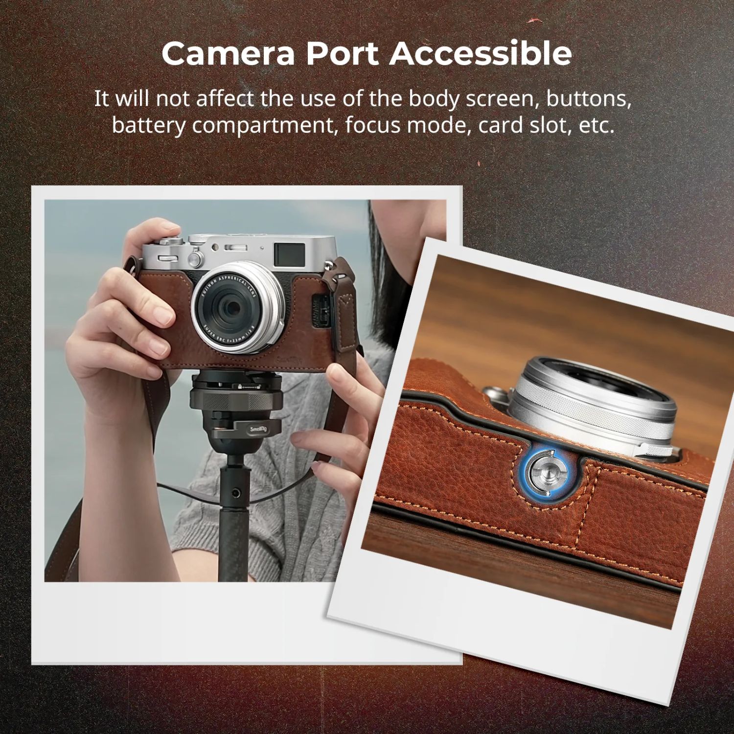 SmallRig 4699 Leather Half Case Kit for Fuji X100VI (Brown) - Image 5