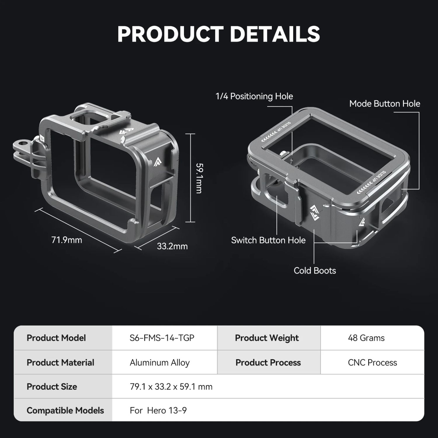 Telesin S6-FMS-14-TGP Metal Combo Cage for GoPro Hero 13 - Image 5