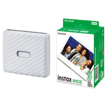 FUJIFILM instax Link WIDE Smartphone Printer (Ash White) with Film (20 Exposures)
